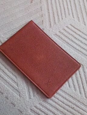 Louis Vuitton Red-Brown Embossed Leather Card Holder